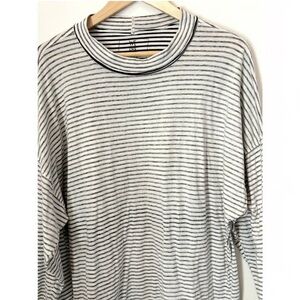 Free People We The Free Inside-Out Striped Tee White Black Small NWT